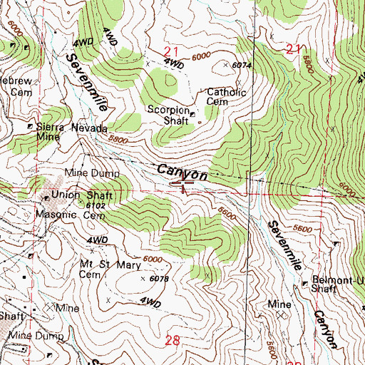 Topographic Map of Winfield Mill, NV