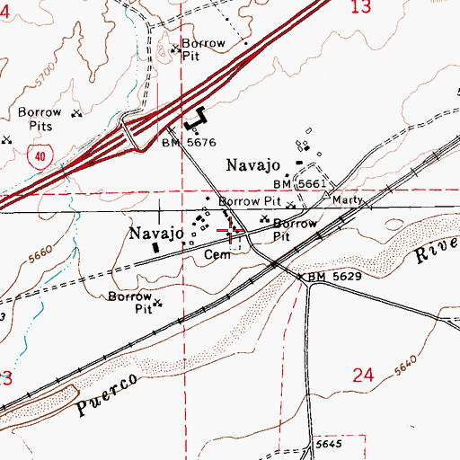 Topographic Map of Navajo, AZ