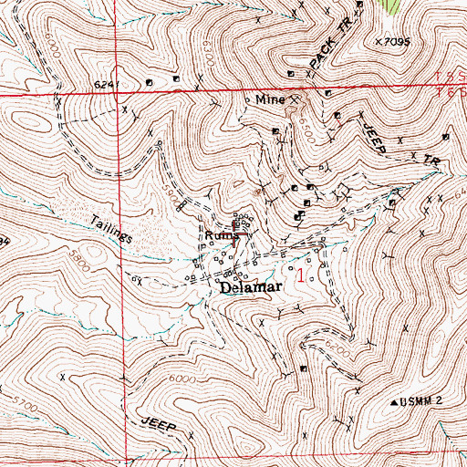 Topographic Map of Jim Crow Mine, NV