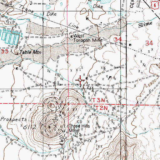 Topographic Map of Keystone Mine, NV
