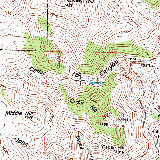 Topographic Map of Cedar Hill Canyon Spring, NV