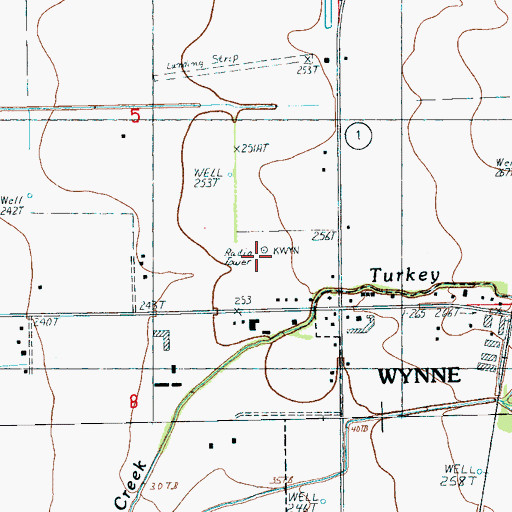 Topographic Map of KWYN-FM (Wynne), AR