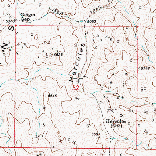 Topographic Map of Vulcher Mine, NV
