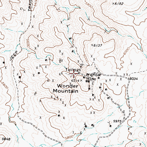 Topographic Map of Nevada Wonder Mill (historical), NV