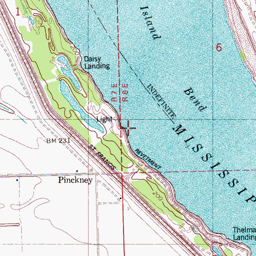 Topographic Map of Cow Island Bend Revetment, AR