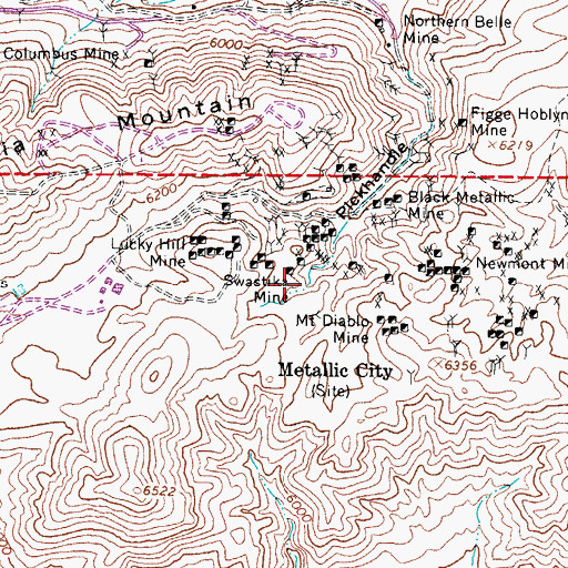Topographic Map of Metallic Mine, NV
