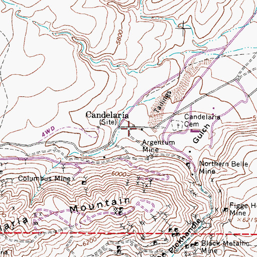 Topographic Map of Candelaria Mines Company Mill (historical), NV