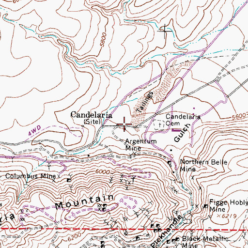Topographic Map of Candelaria Water Works and Milling Company Mill, NV