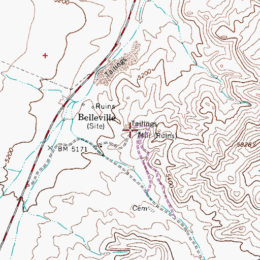 Topographic Map of Northern Belle Companys Upper Mill, NV