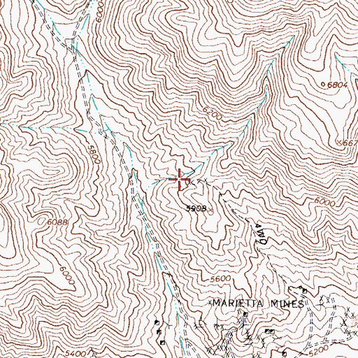 Topographic Map of Rutty Mine, NV