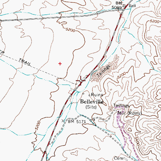 Topographic Map of Belleville Tailings Plant, NV