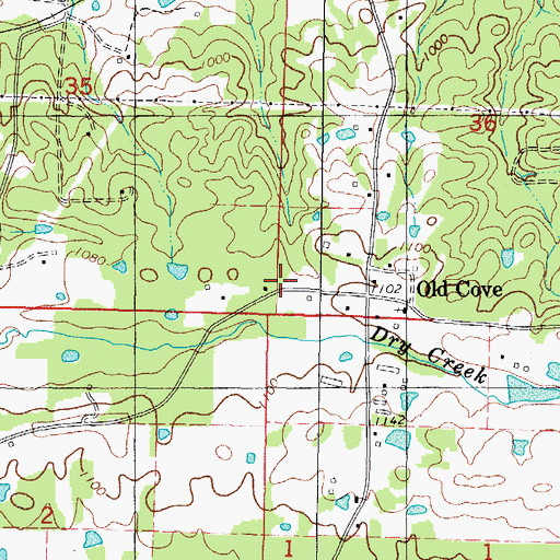 Topographic Map of Old Cove School (historical), AR