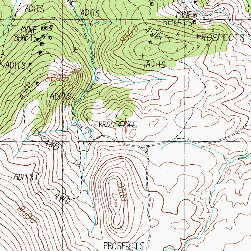 Topographic Map of Saint Marys Hill, NV