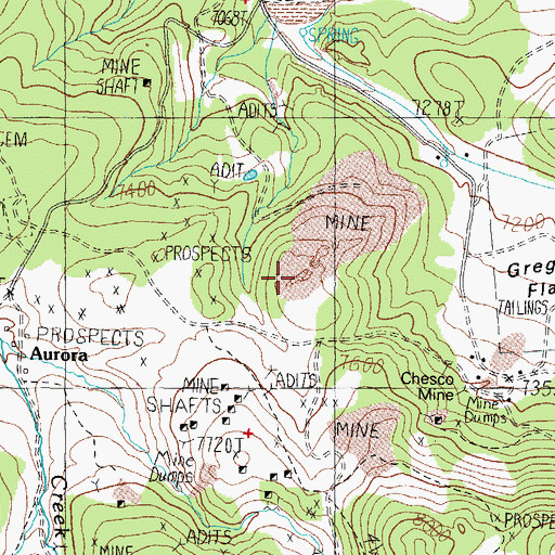 Topographic Map of Aurora Hill, NV