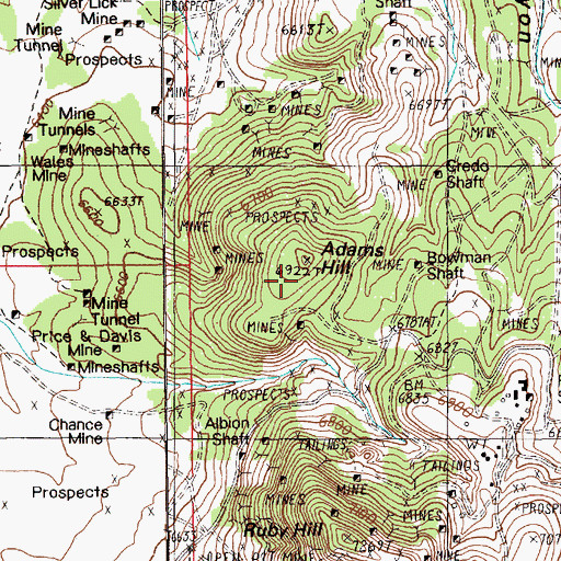 Topographic Map of Wide West Mine, NV
