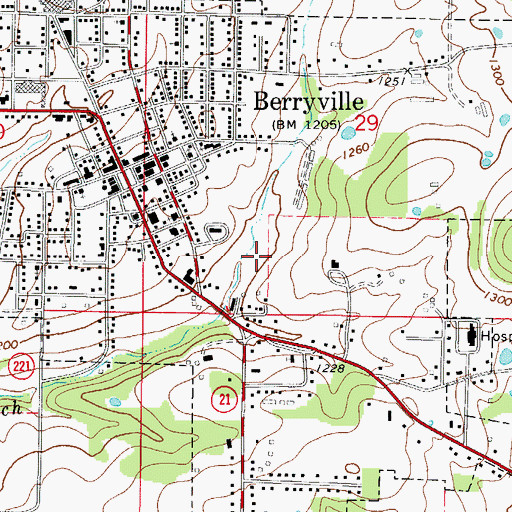 Topographic Map of KTHS-AM (Berryville), AR