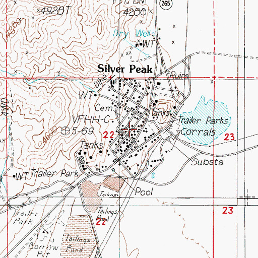 Topographic Map of Silver Peak and Red Mountain Gold, NV