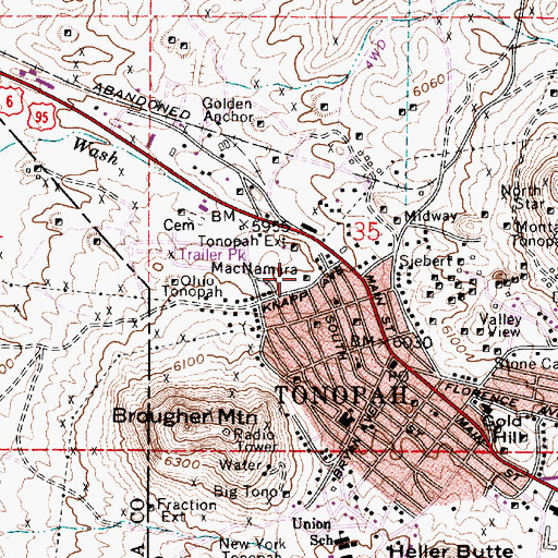 Topographic Map of McNamara Mill, NV