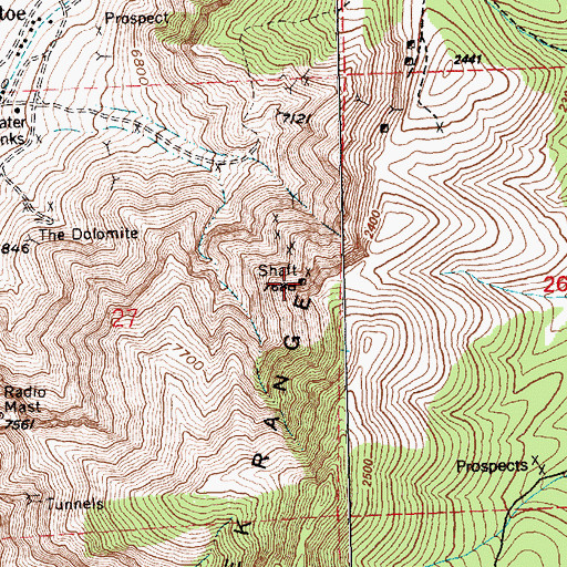 Topographic Map of Mayflower Mine, NV