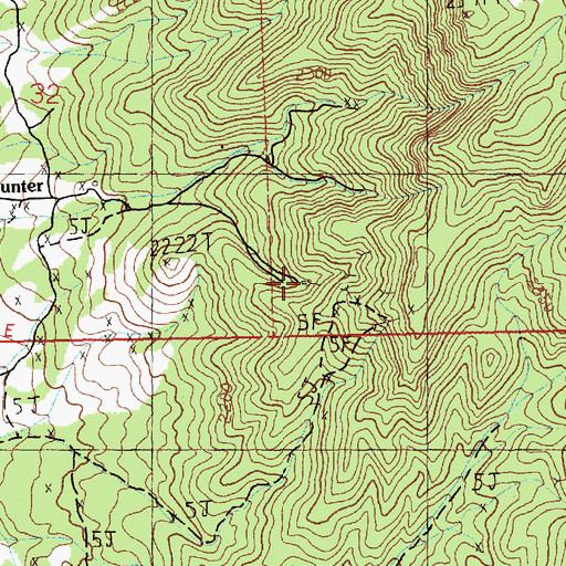 Topographic Map of Hunter Mine, NV