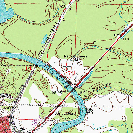 Topographic Map of KAMD-AM (Camden), AR