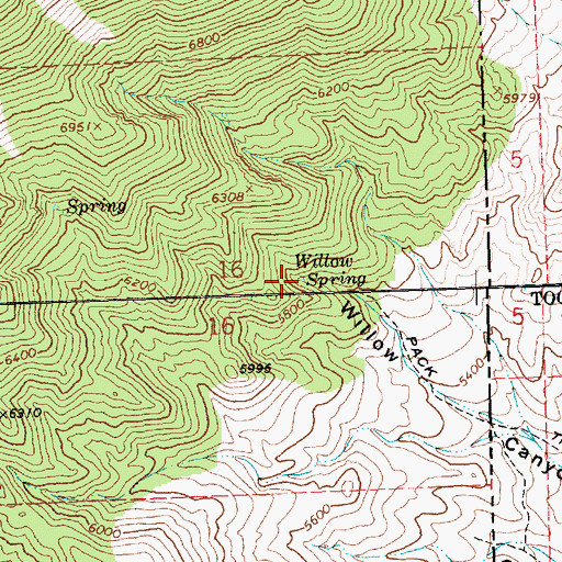 Topographic Map of Willow Spring, NV