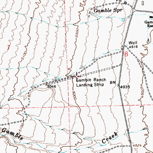 Topographic Map of Gamble Ranch Landing Strip (historical), NV