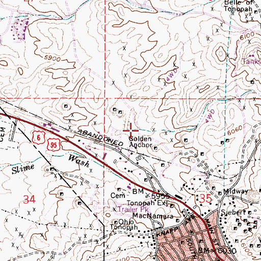 Topographic Map of Sand Grass Shaft, NV