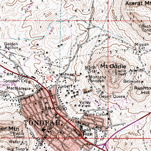 Topographic Map of Gypsy Queen Mine, NV