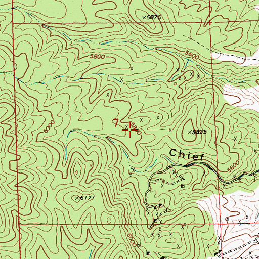 Topographic Map of Lucky Chief Number Three Mine, NV