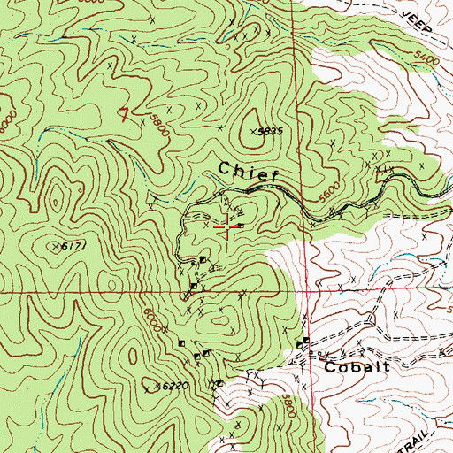 Topographic Map of Lucky Chief Mine, NV