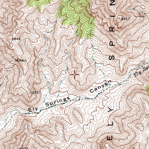 Topographic Map of Ely Springs Mining District, NV