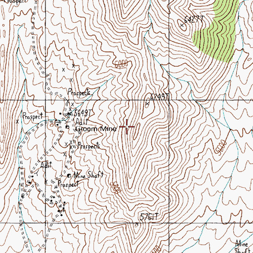 Topographic Map of Groom Mining District, NV