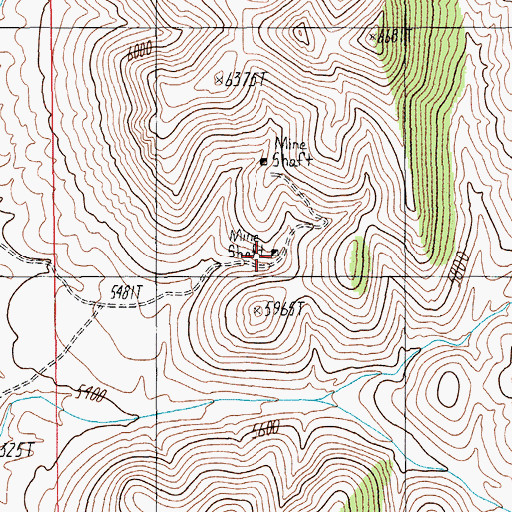 Topographic Map of Hanus Mine, NV