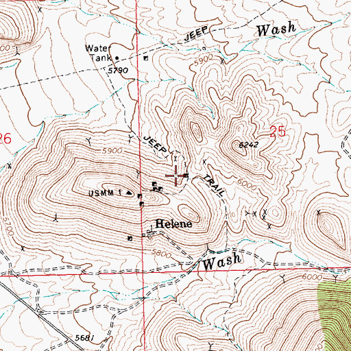 Topographic Map of Delamar Zink Mine, NV