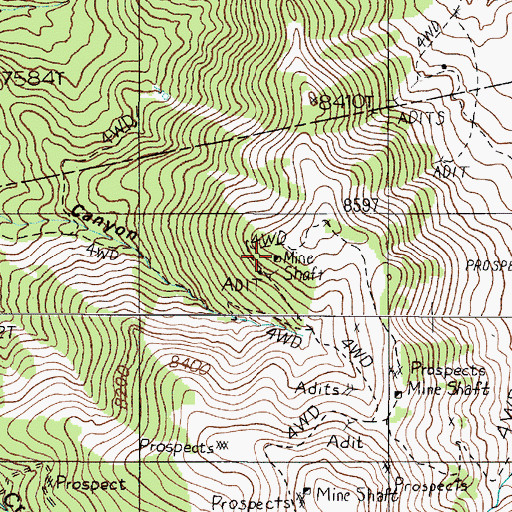 Topographic Map of Arctic Mine, NV