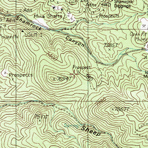 Topographic Map of Lahontan Mine, NV