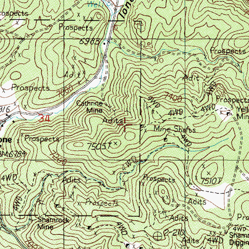 Topographic Map of Corlett Mine, NV