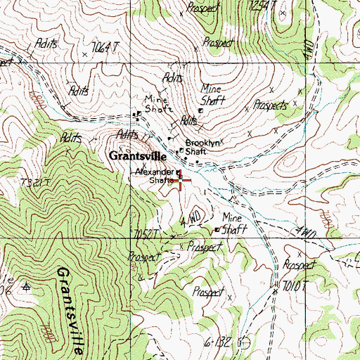 Topographic Map of Grantsville Mine, NV