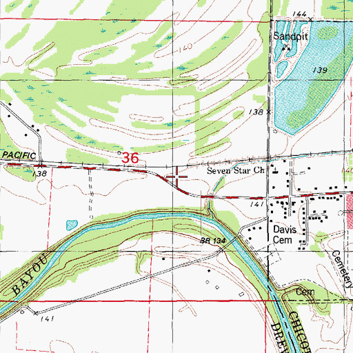 Topographic Map of KXSA-AM (Dermott), AR