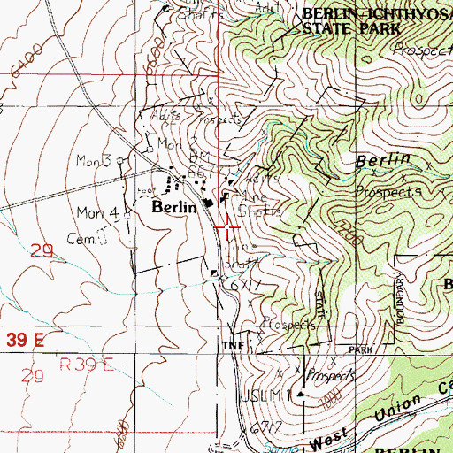 Topographic Map of Berlin Mine, NV