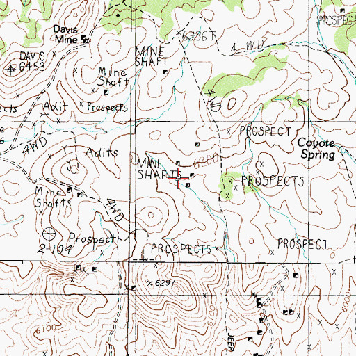 Topographic Map of Okey Davis Mine, NV
