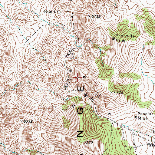 Topographic Map of Derelict Mine, NV