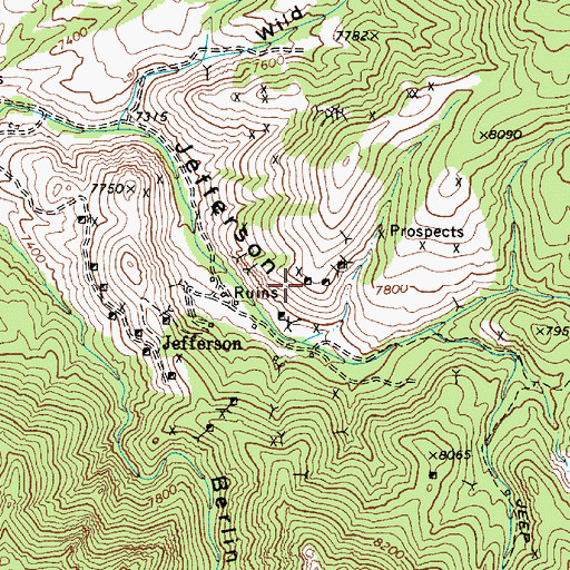 Topographic Map of Jefferson Mine, NV