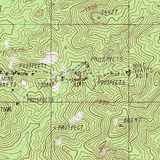 Topographic Map of Hillside Mine, NV