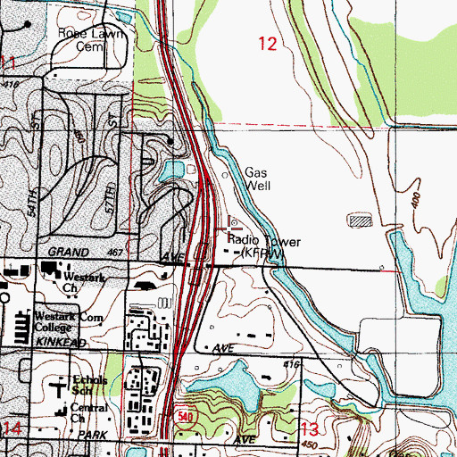 Topographic Map of KFPW-AM (Fort Smith), AR