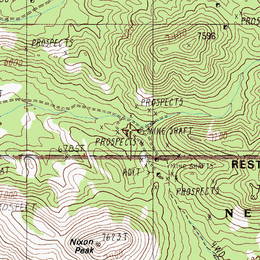 Topographic Map of Silver Glance Mine, NV