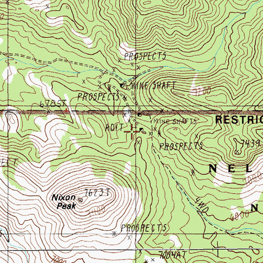 Topographic Map of Blue Horse Mine, NV