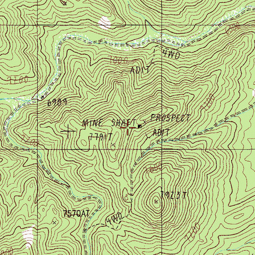 Topographic Map of Nevada Triumph Mine, NV