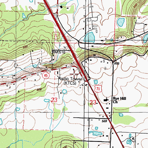 Topographic Map of KTCS-AM (Fort Smith), AR